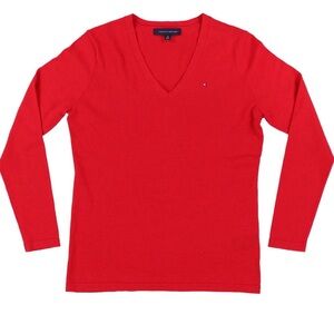 Tommy Hilfiger Women’s Bright Red V-Neck Sweater